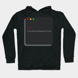 False it's funny because it's true boolean Hoodie